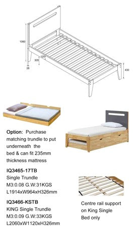 Canterbury king single bed