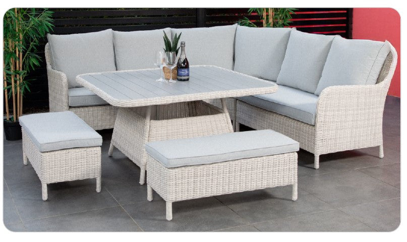 Rove 6-pce Corner lounge with Mid height dining suite