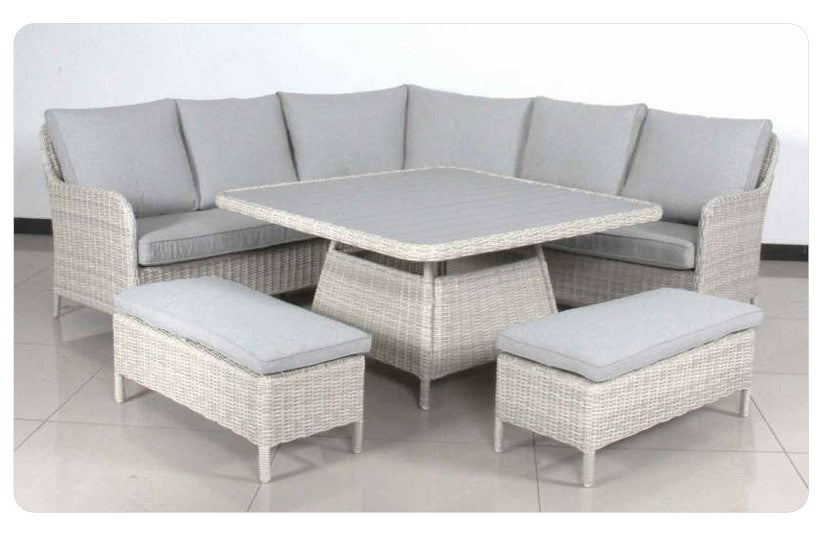 Rove 6-pce Corner lounge with Mid height dining suite