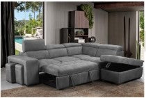 Sutton 2-Seater Sofa bed + LHF chaise + ottomans
