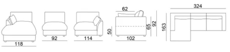 Duke 3-Seater Reversible Chaise