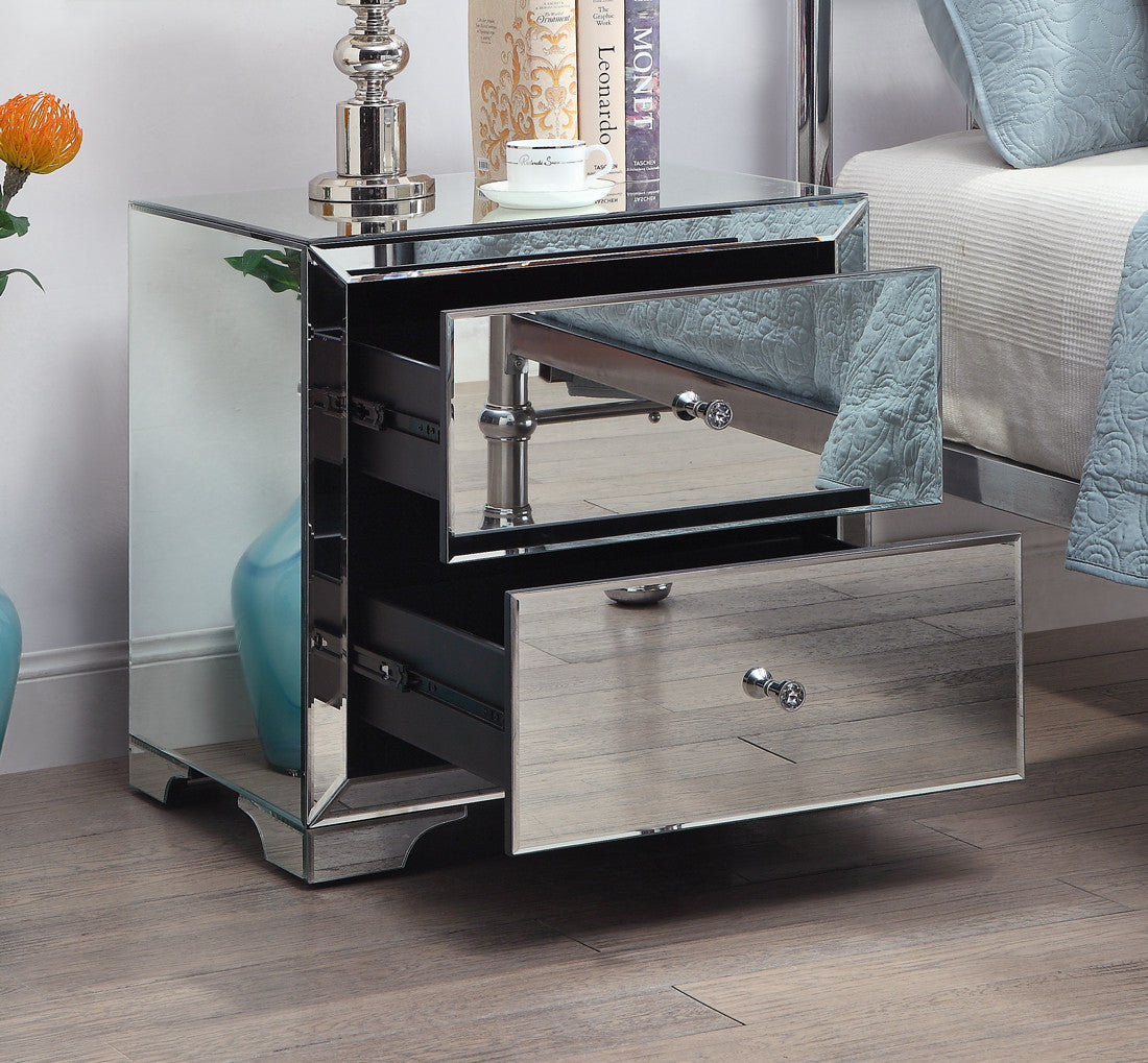 Beachside Silver Mirror Bedside Table