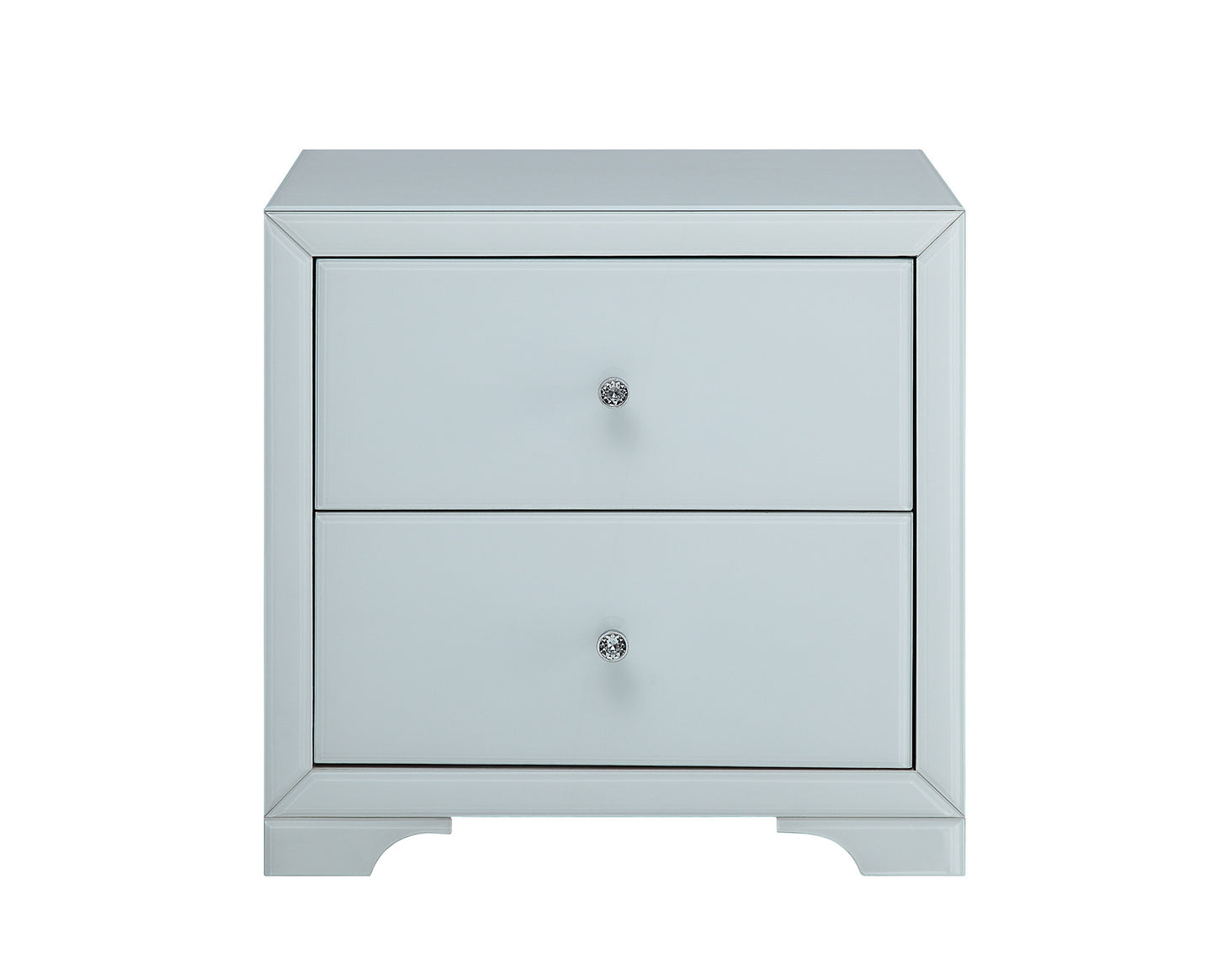Beachside white glass bedside table