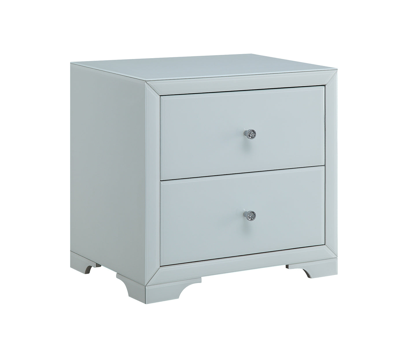 Beachside white glass bedside table